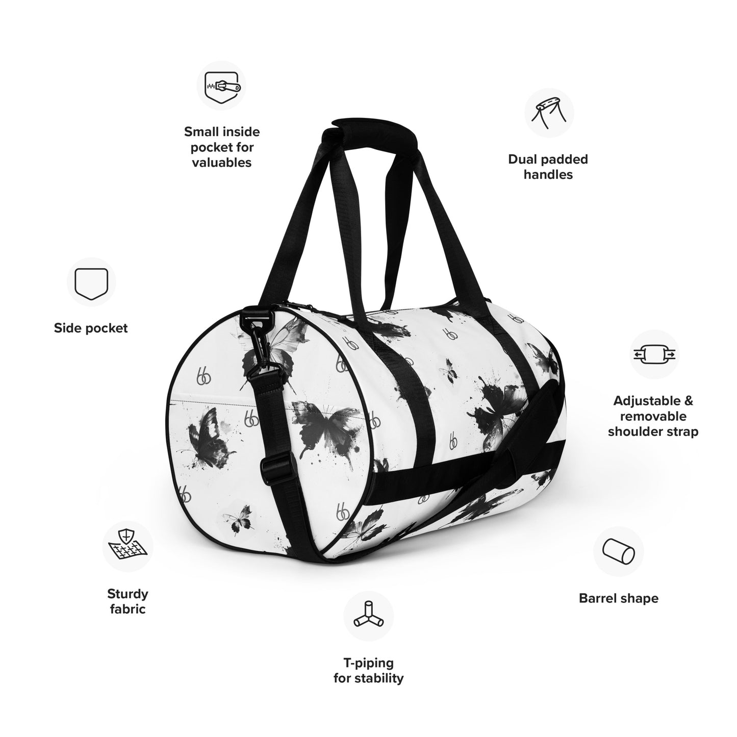 Black+White “Translucent Butterfly” L X V I Duffle Bag