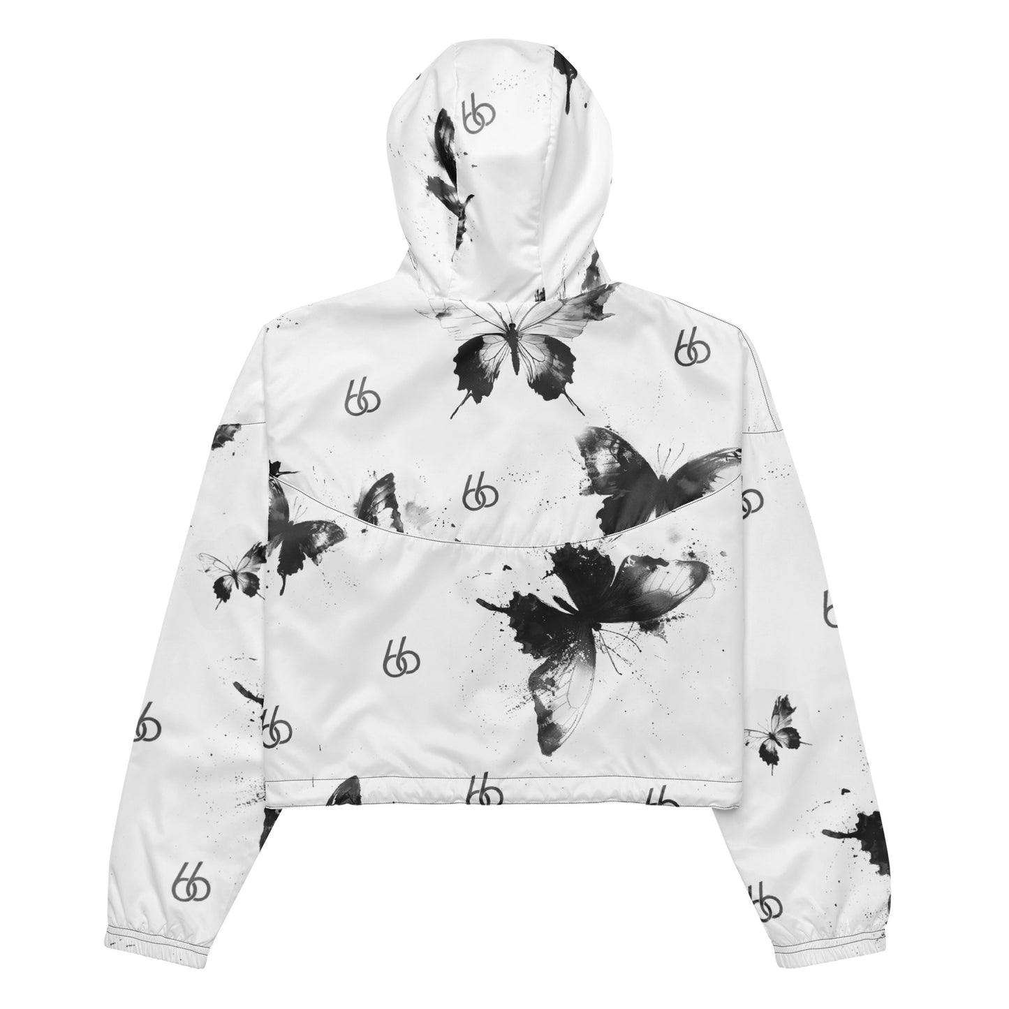 Black+White “Translucent Butterfly” Women’s Cropped Windbreaker