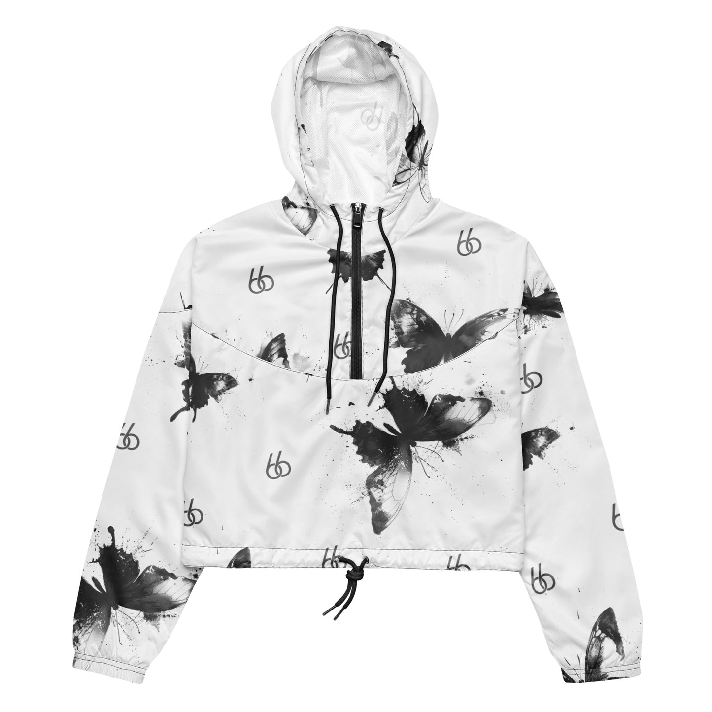 Black+White “Translucent Butterfly” Women’s Cropped Windbreaker