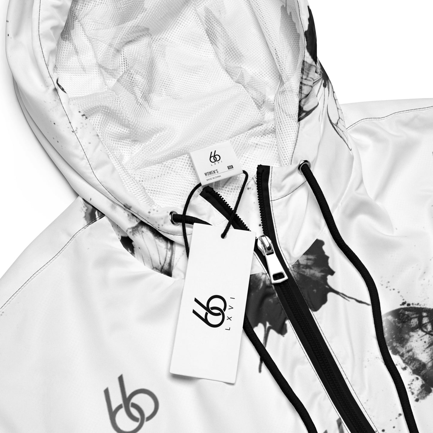 Black+White “Translucent Butterfly” Women’s Cropped Windbreaker