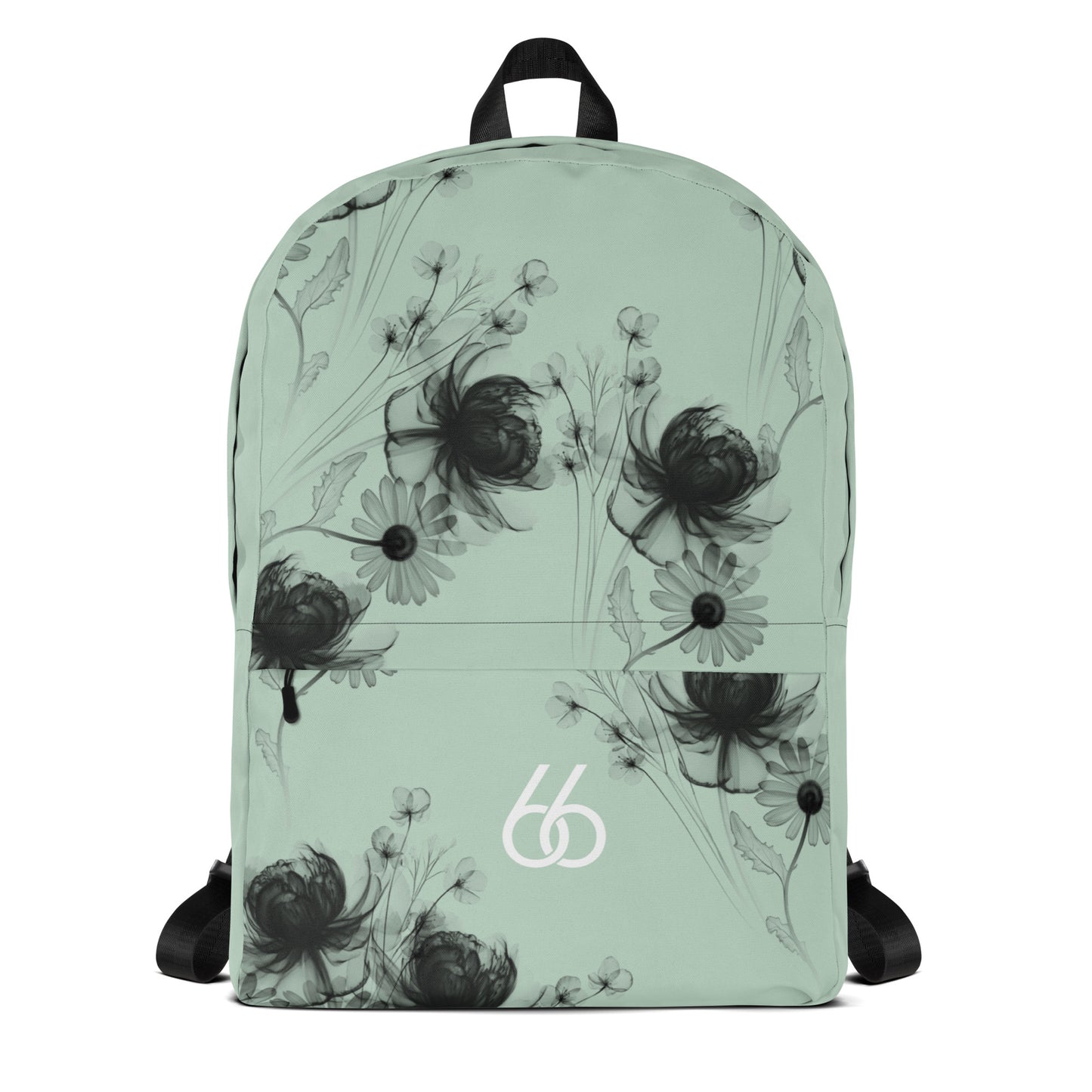 Pastel Green+Black “Translucent Wildflower” Backpack