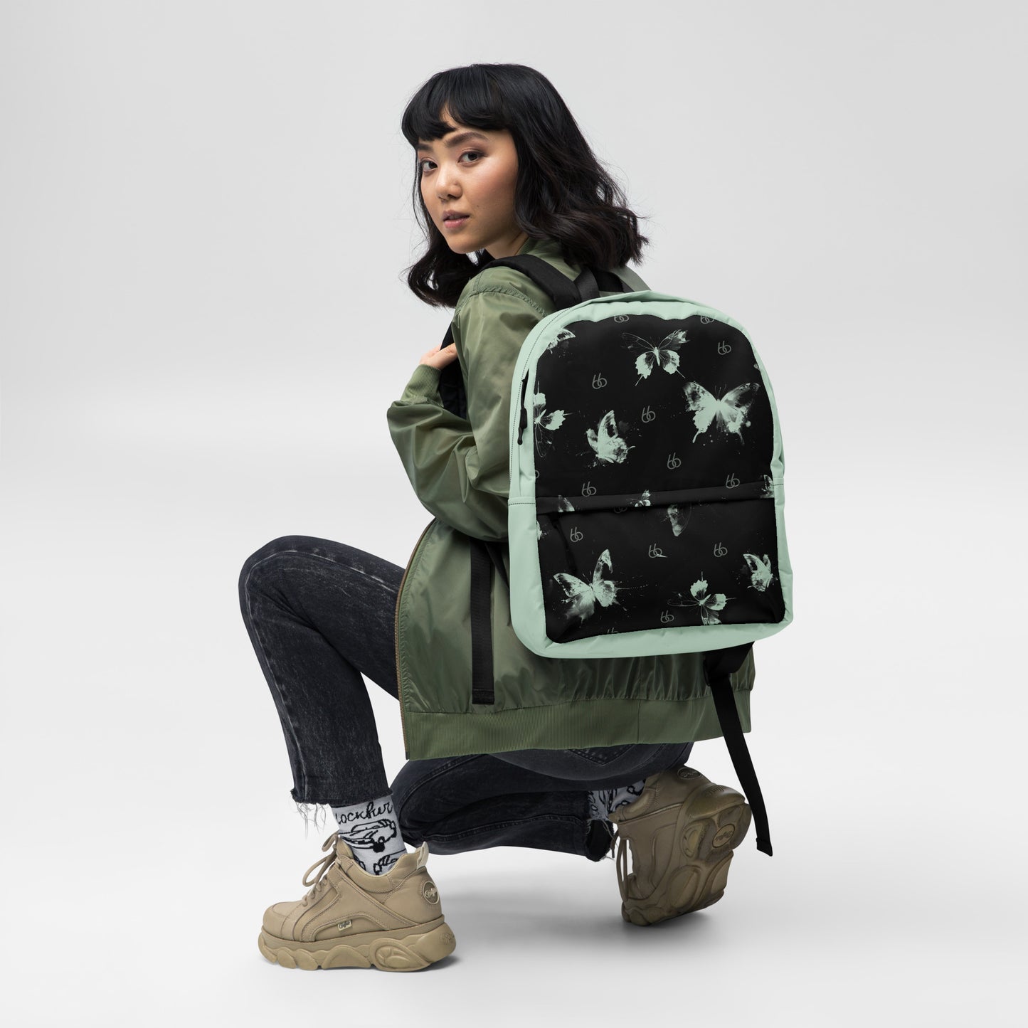 Pastel Green+Black “Translucent Butterfly” L X V I Backpack