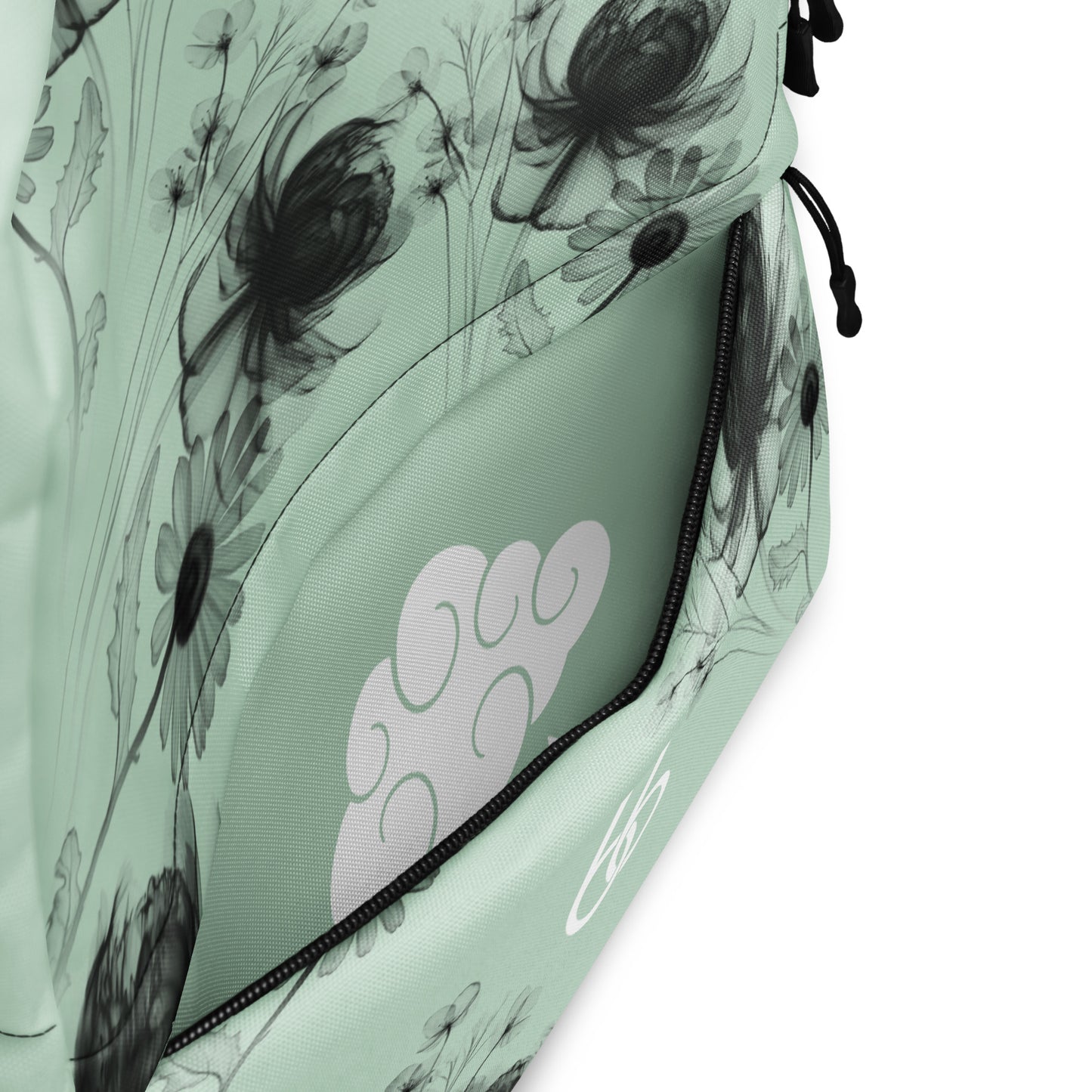 Pastel Green+Black “Translucent Wildflower” Backpack