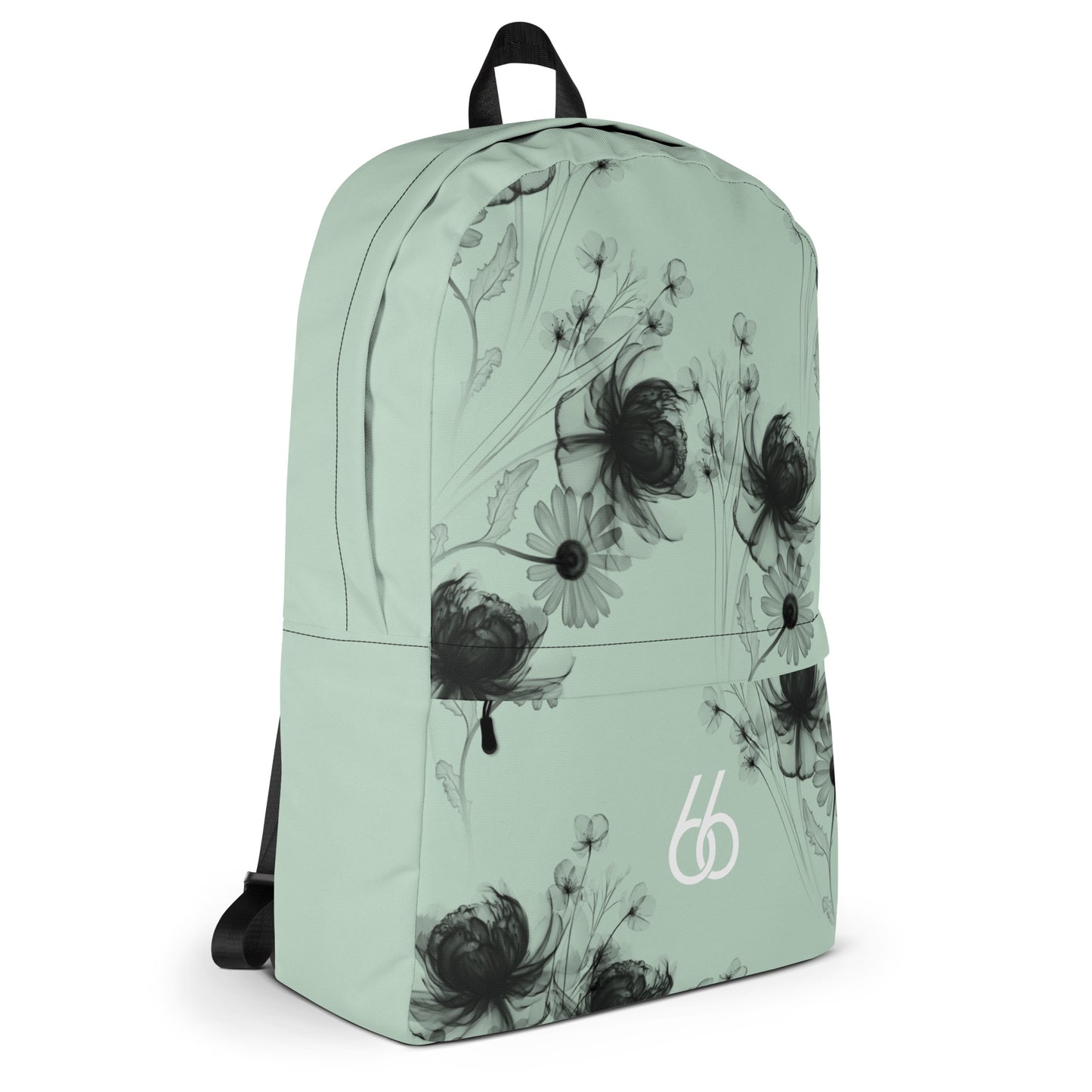 Pastel Green+Black “Translucent Wildflower” Backpack