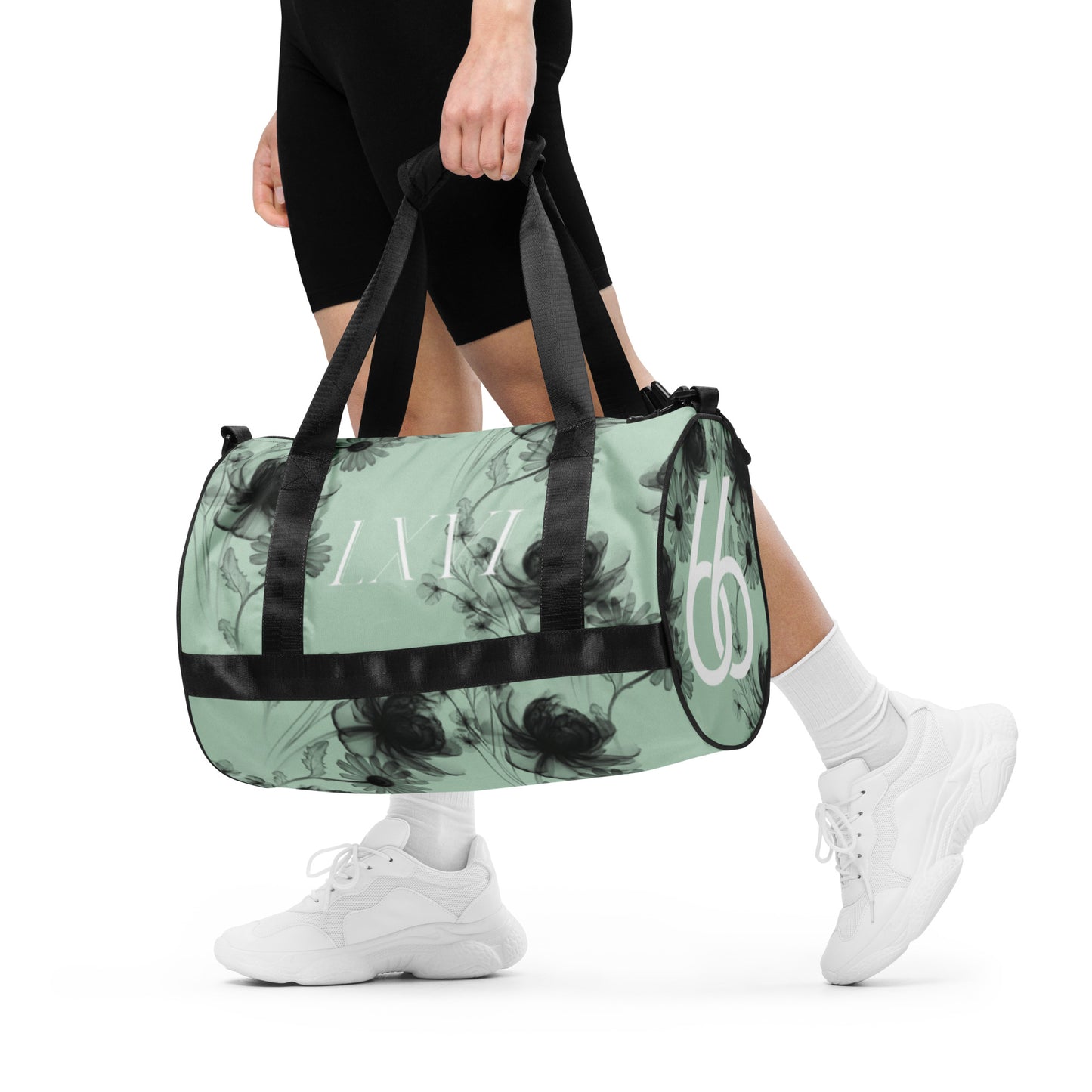 Pastel Green+Black “Translucent Wildflower” L X V I Duffle Bag