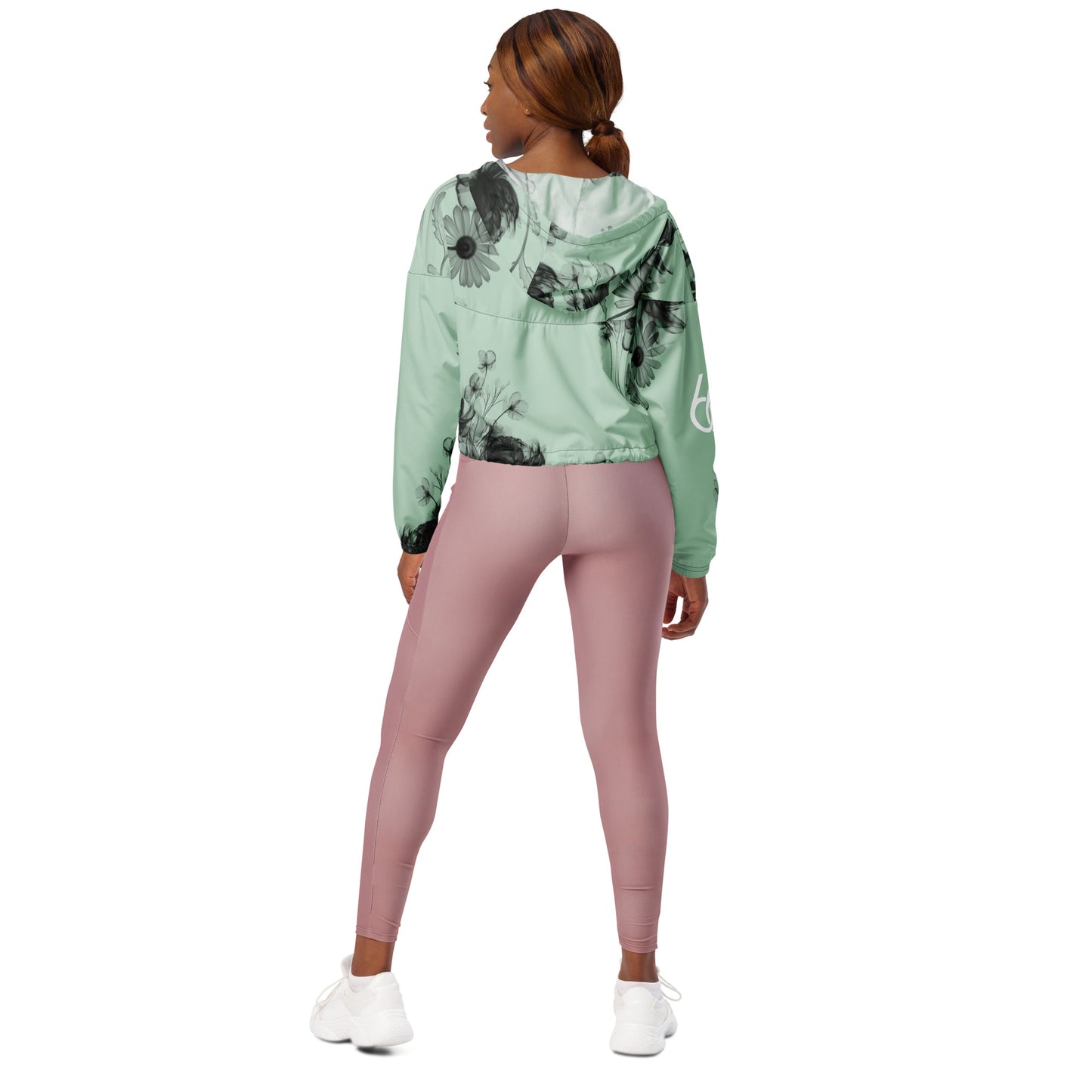 Pastel Green+Black “Translucent Butterfly” Women’s Cropped Windbreaker