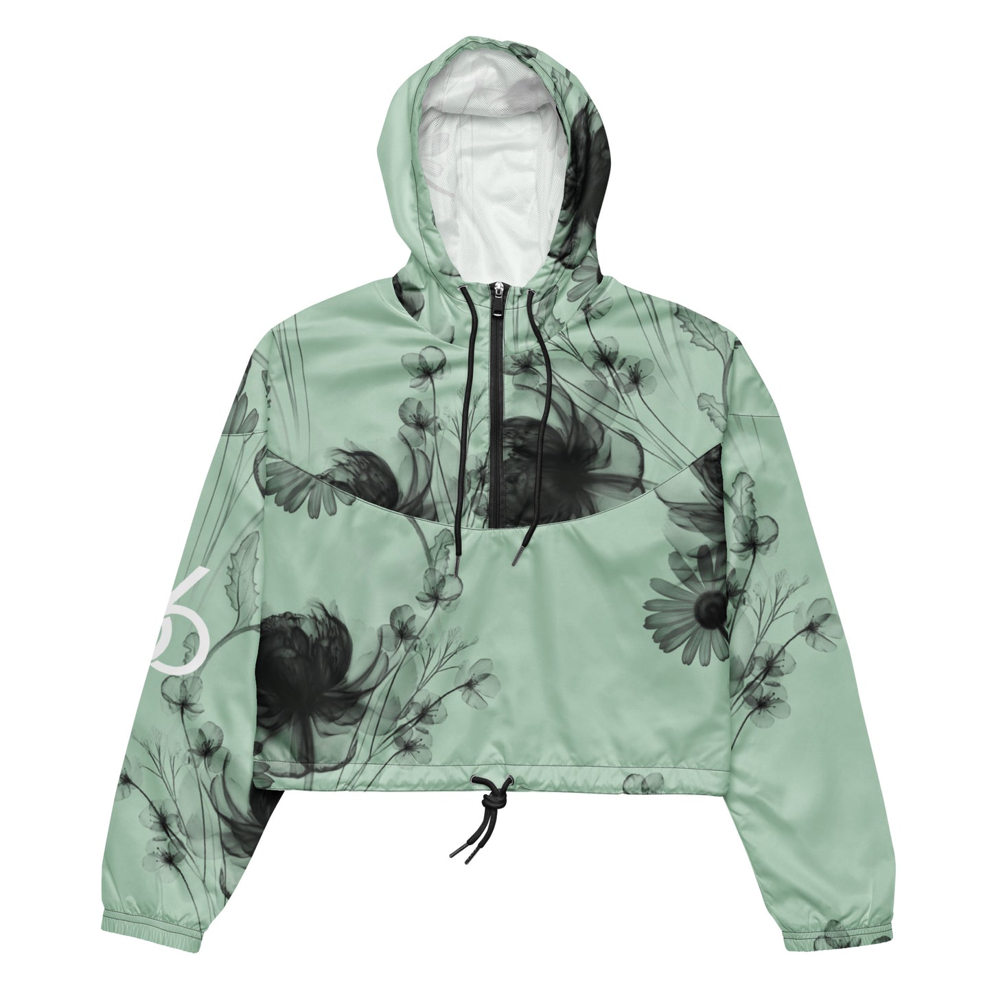 Pastel Green+Black “Translucent Butterfly” Women’s Cropped Windbreaker