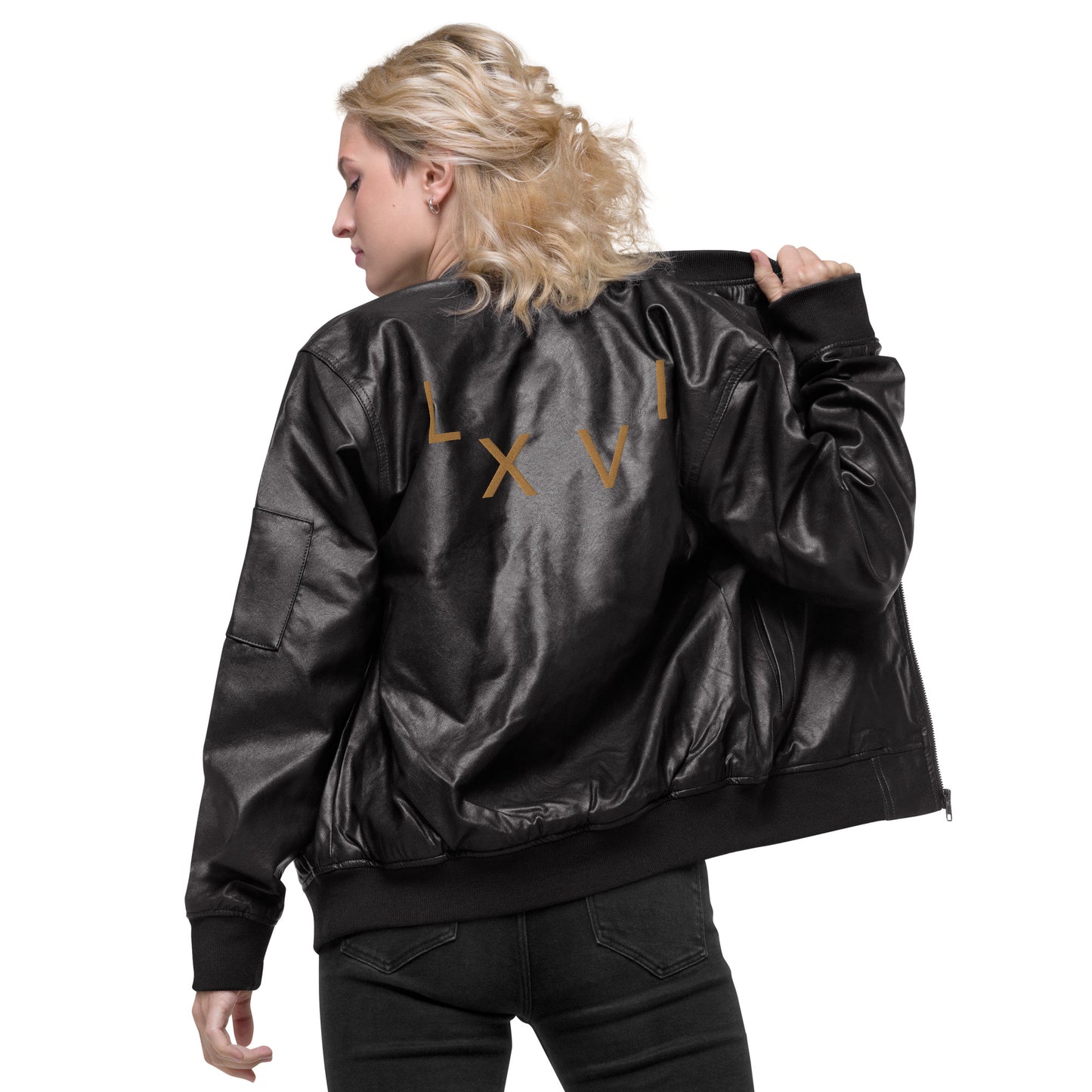 “Nostalgia Collection” Embroidered Leather Bomber Jacket