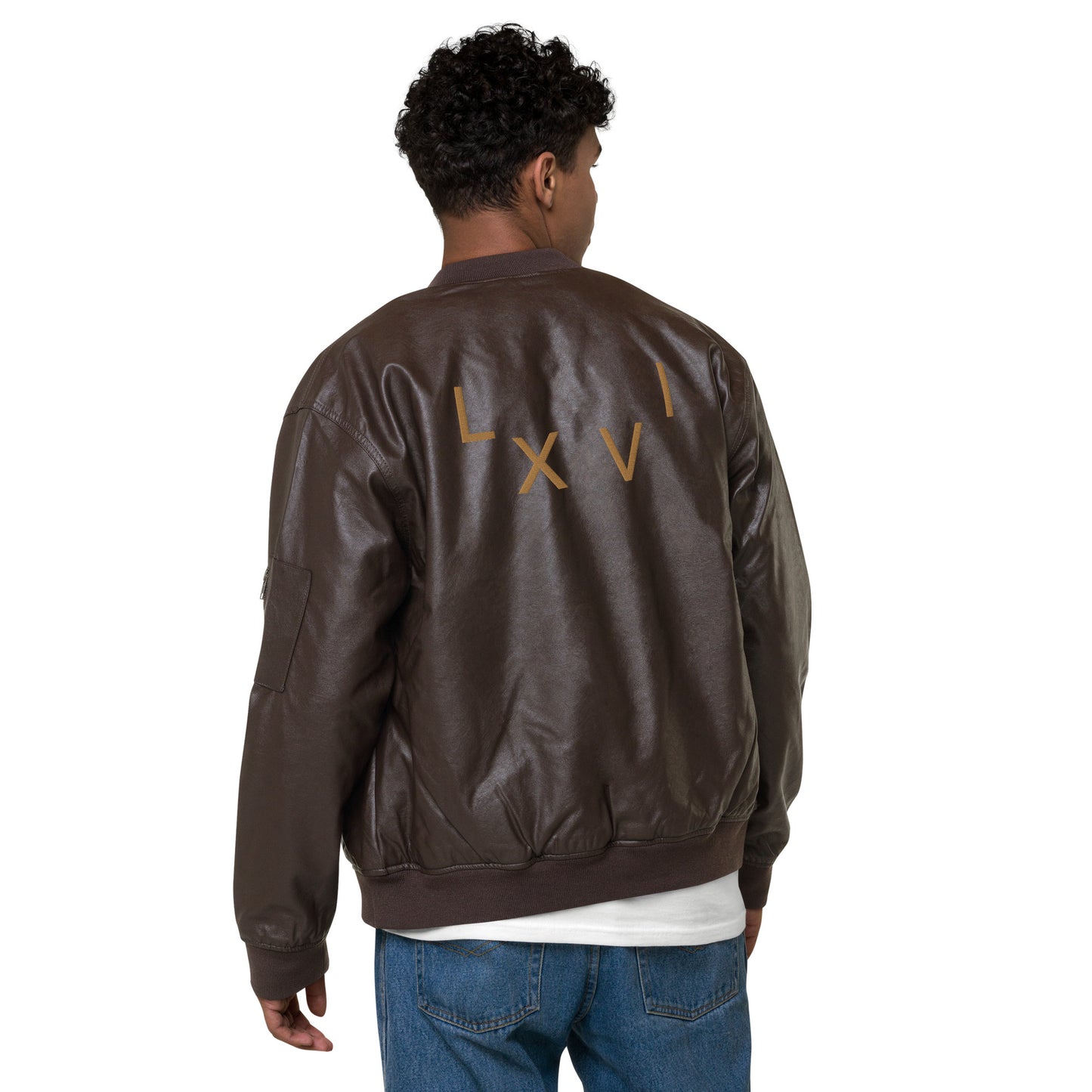 “Nostalgia Collection” Embroidered Leather Bomber Jacket