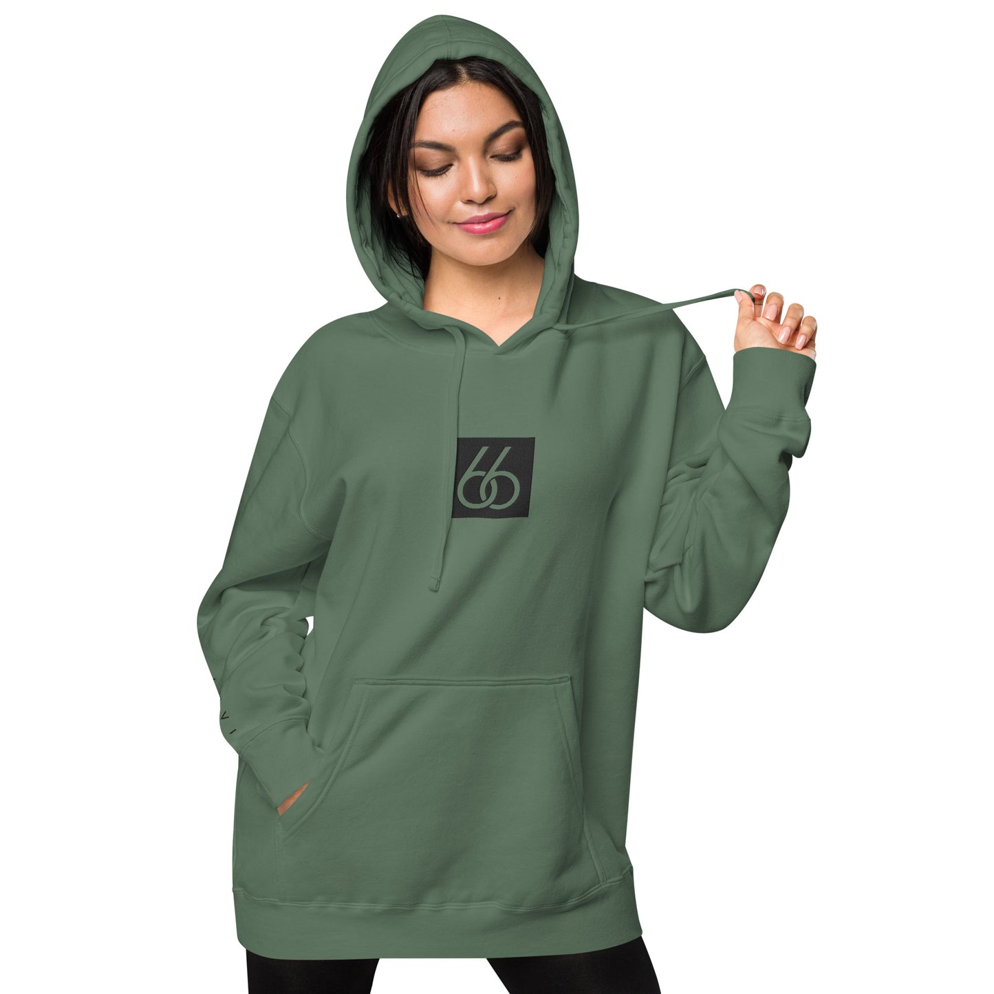 Embroidered “Black 66 Logo” Washed-Out Hoodie Sweatshirt (unisex)