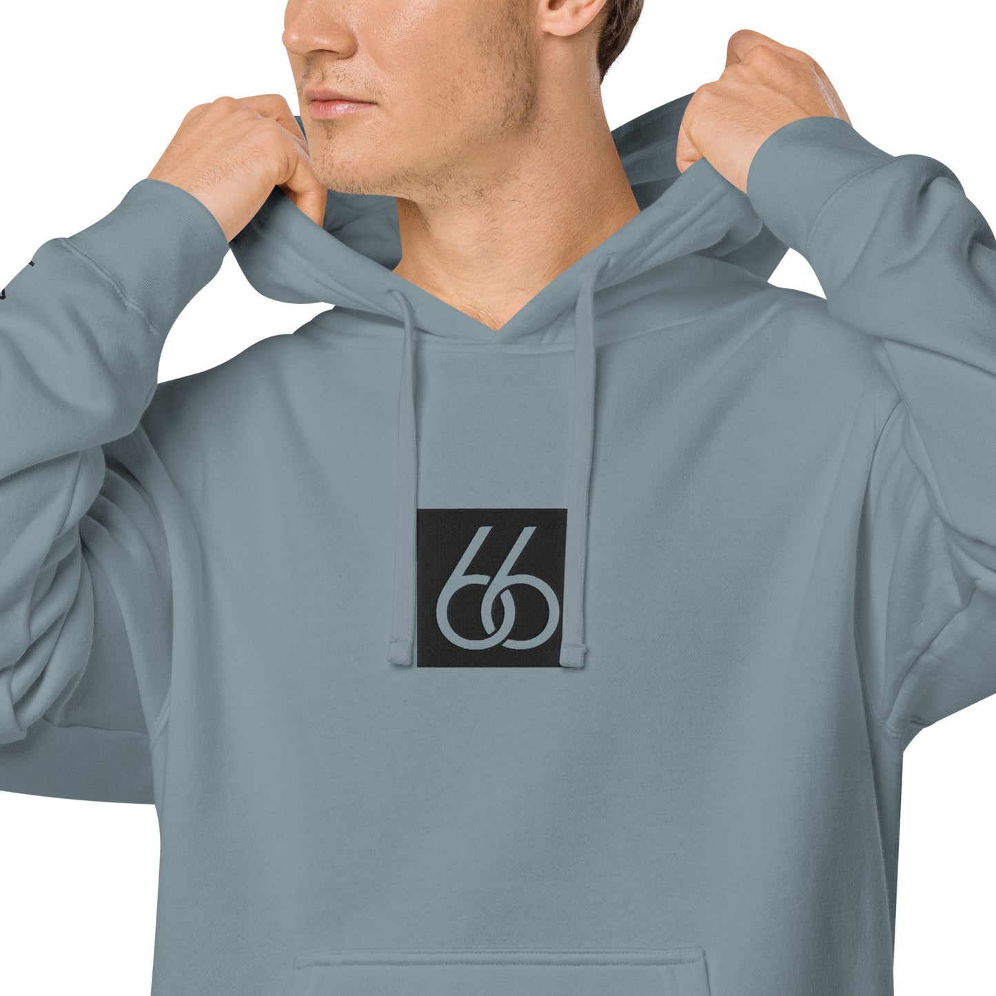 Embroidered “Black 66 Logo” Washed-Out Hoodie Sweatshirt (unisex)